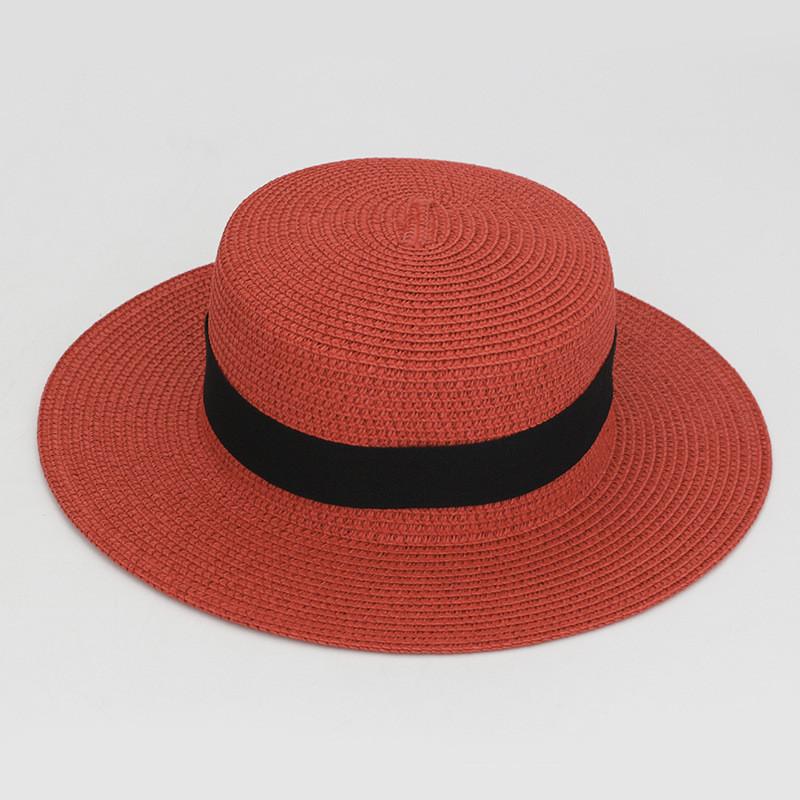 Color Square 20 Buckle Round Straw Hat Summer Travel Sunshade Cap Breathable