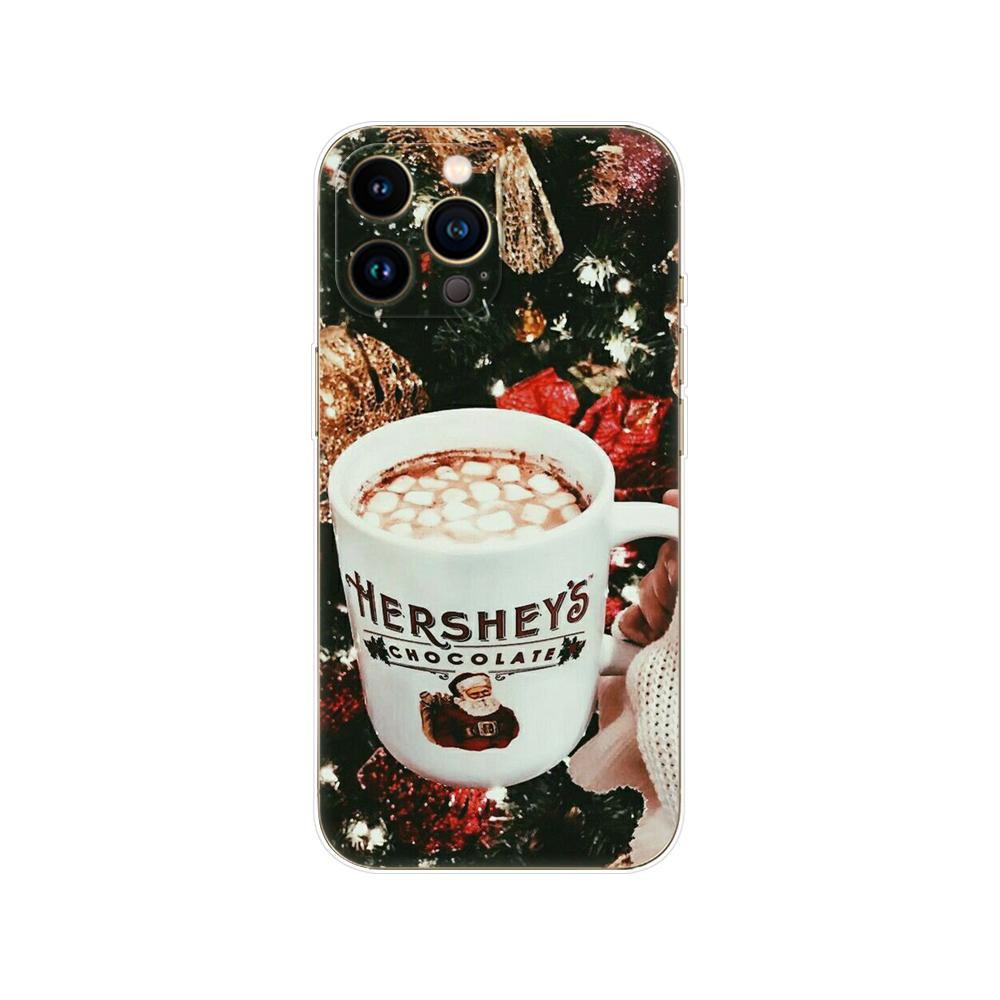 

Чехол для iPhone 11, 12, 13 mini pro MAX, задняя крышка телефона для iPhone SE 2020, силиконовый мягкий чехол, зимний чехол для девочек, рождественская атмосфера, кофе iphone 13pro MAX