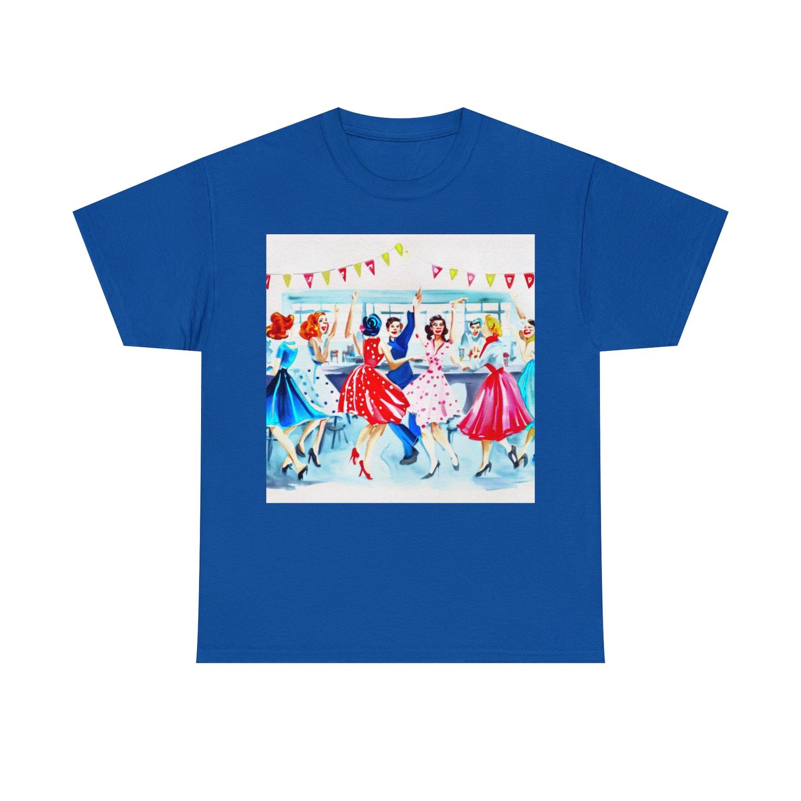 Watercolor 50 s Themed Dance Party T-Shirt 140