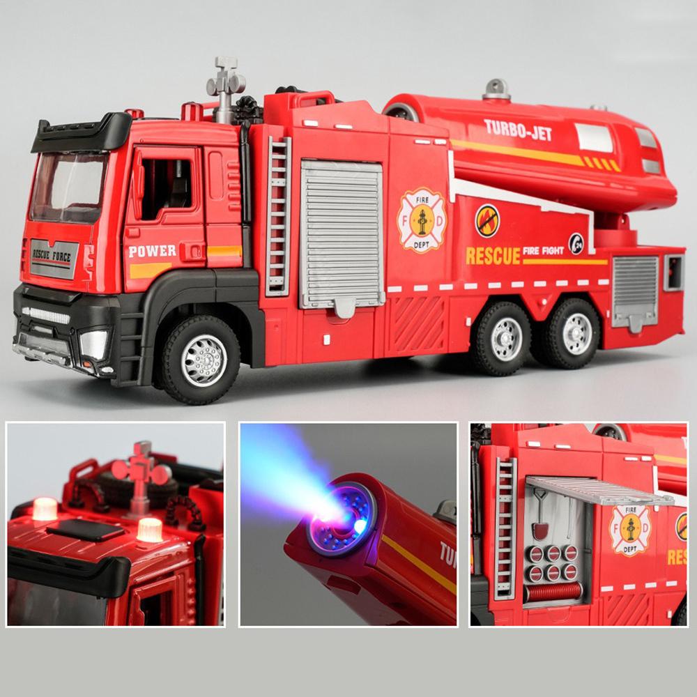

1/32 Spray Fire Engineering Truck игрушечная модель автомобиля литой сплав двери открываются звук свет резиновые шины коллекция транспортных средств детский подарок