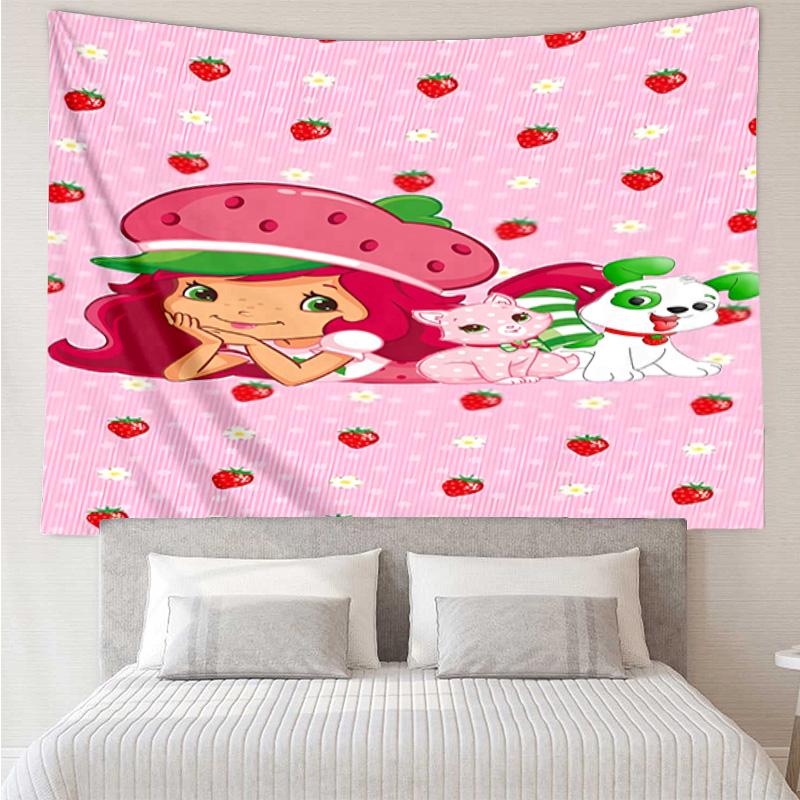 Straw-berry Friends Quick-Dry Tapestry Hanging for Bedroom,Livingroom, Playroom,Decor Art Room Wall Tapestry Holiday and Birthday Gifts
