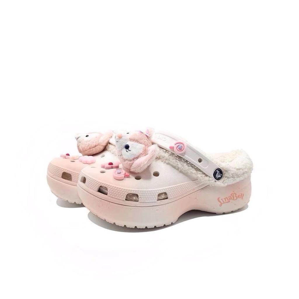 Crocs Classic Platform Clog Marshmallow MH Plan Comfortable & Versatile Stylish Accessories Hole Shoes Women's Pink