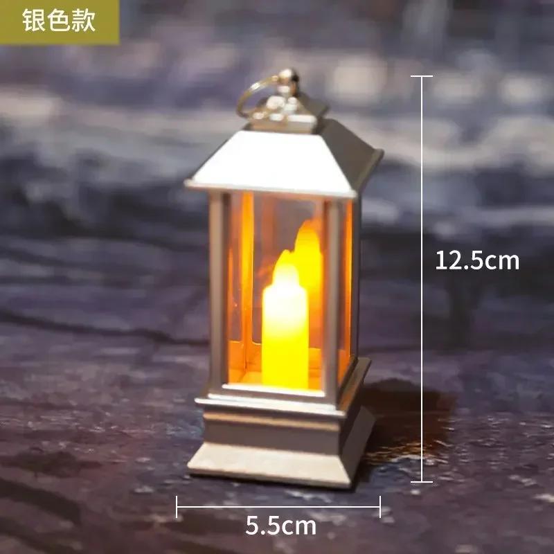 

1pcs Button Battery Candlestick Lamp Christmas Decorations Hexagonal Candle Holders Small Wind Lamps Portable Night Light Without Battery