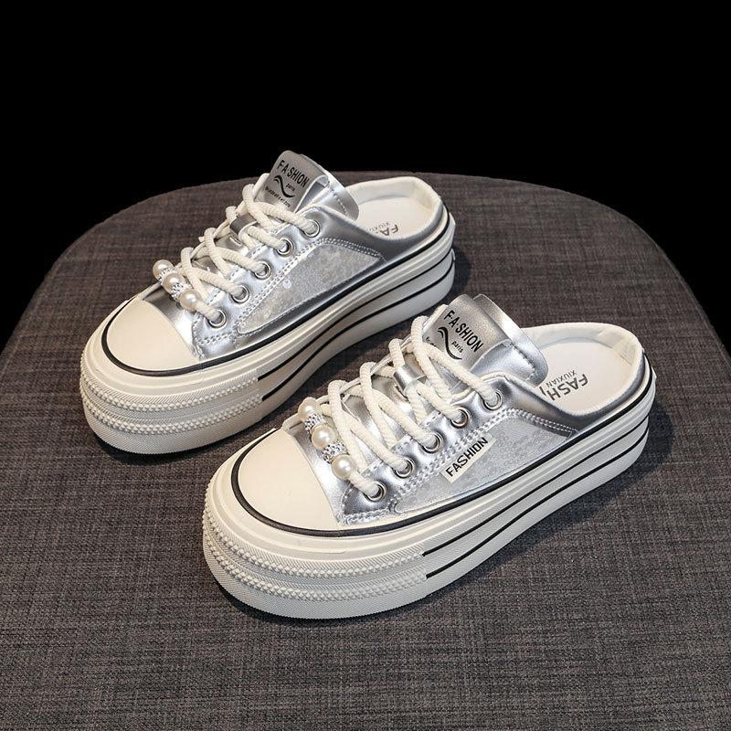 Premium Bag Head Slippers Women's Summer Outer Wear Fashionable New Little White Sandals Without Heel and Half Drag Tide