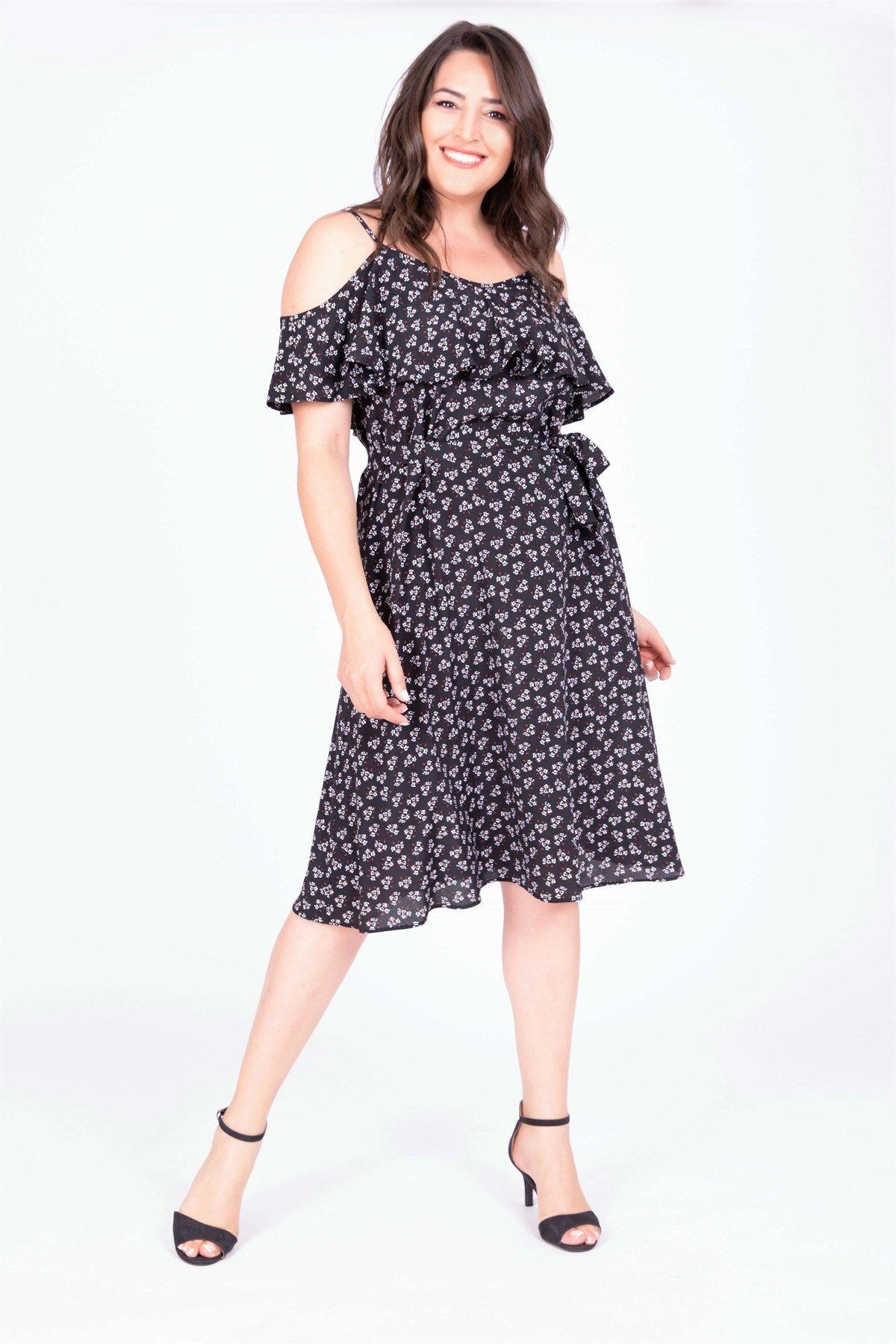 

Women s Big Size Dress Flounce Belted Dress L