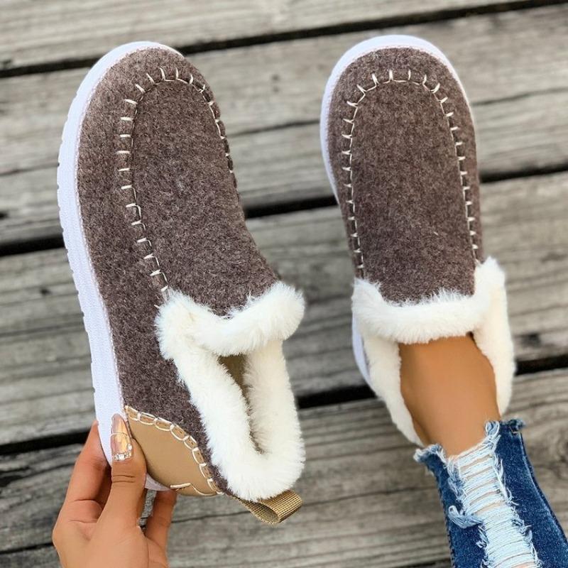 New winter women's cotton shoes large size plush thickened burr warm flat cotton shoes