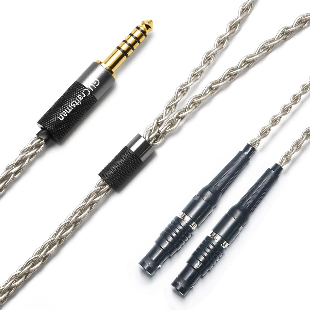 GUCraftsman 6N Monocrystalline Silver Headphone Cable Compatible with 4Pin Focal Utopia Upgrade/Replacement XLR/4.4mm/2.5mm (4.4mm Plug)