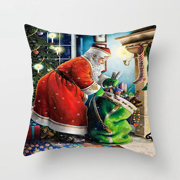 Christmas Santa Claus Pattern Pillow Cushion Cover Car Home Sofa Decoration Pillowcase