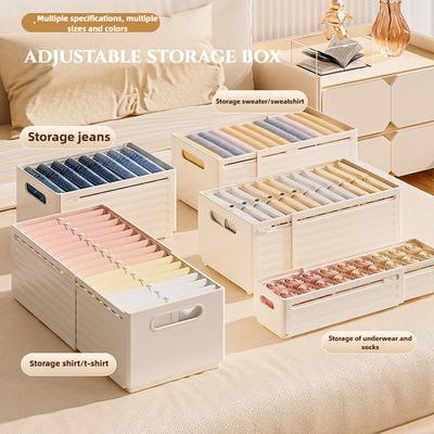 Caixa de Armazenamento de Roupas Ajustável Organizador de Guarda-Roupa Organizador de Roupas Categorizado Cesto de Armazenamento de Armário de Cozinha Organizador Doméstico