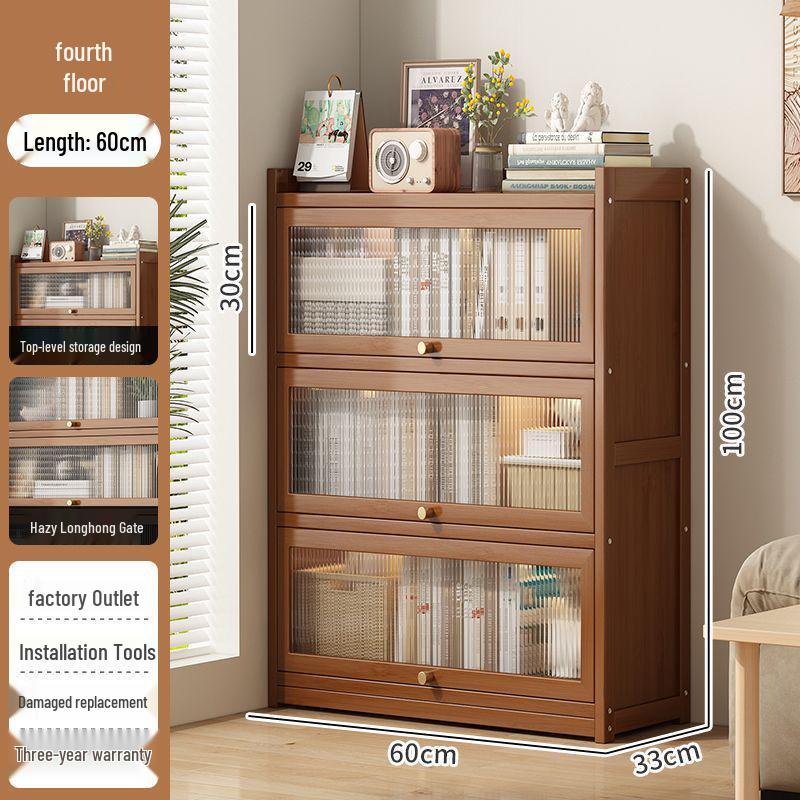 Floor-Standing Bookshelf for Students and Children - Compact Storage Cabinet for Small Apartment Living Rooms