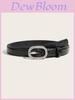 Womens Fashion Leather Belt With Gold Silver Buckle For Casual Jeans Wear