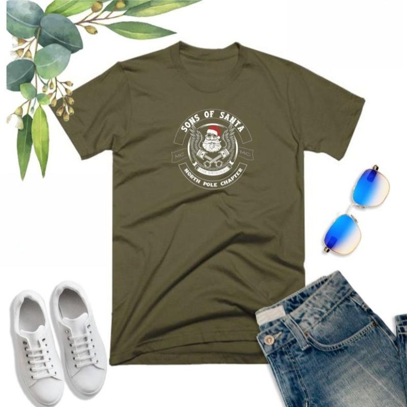 Sons of Santa T Shirt North Pole Chapter Motorcycle Club MC Santa Claus Funny Christmas Xmas Birthday Fans Gift Unisex Tee Top S
