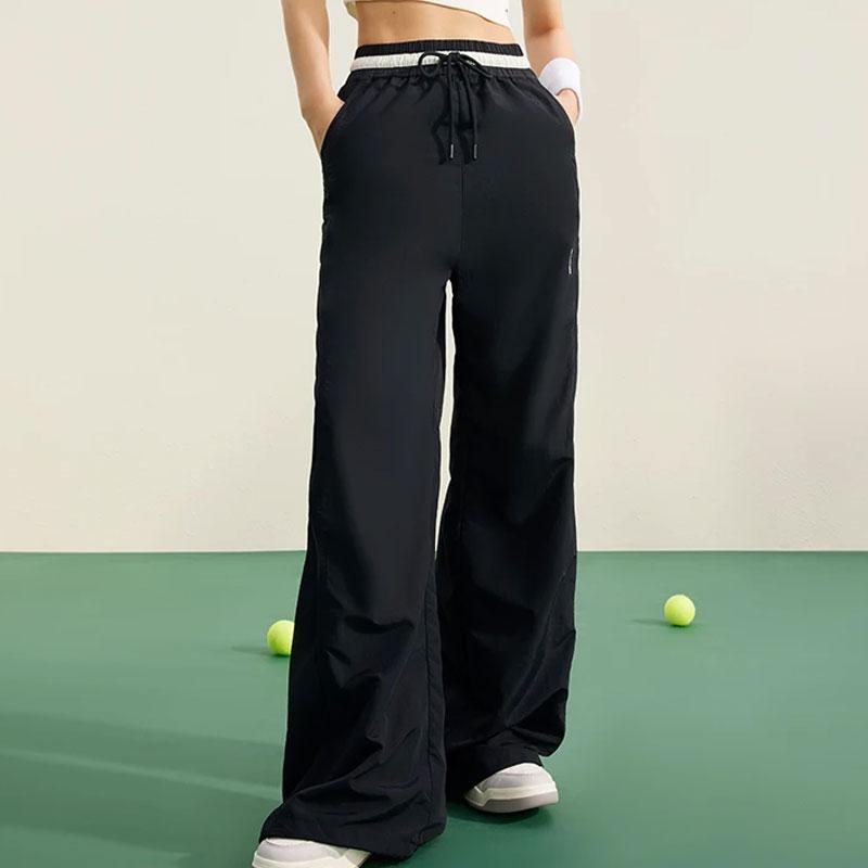 Li Ning X HZW Collaboration CF Su Series Letter Print Straight Leg Sports Pants Women bottoms Black AYKT694-3