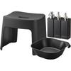 Yamazaki Magnetic Bath Stool Seat Magnetic Bathtub Magnetic Dispenser Bottle of 4261 Easy-to-Wash (26cm Height) + & Hook-Up (Large) + (Set 3) (Foaming