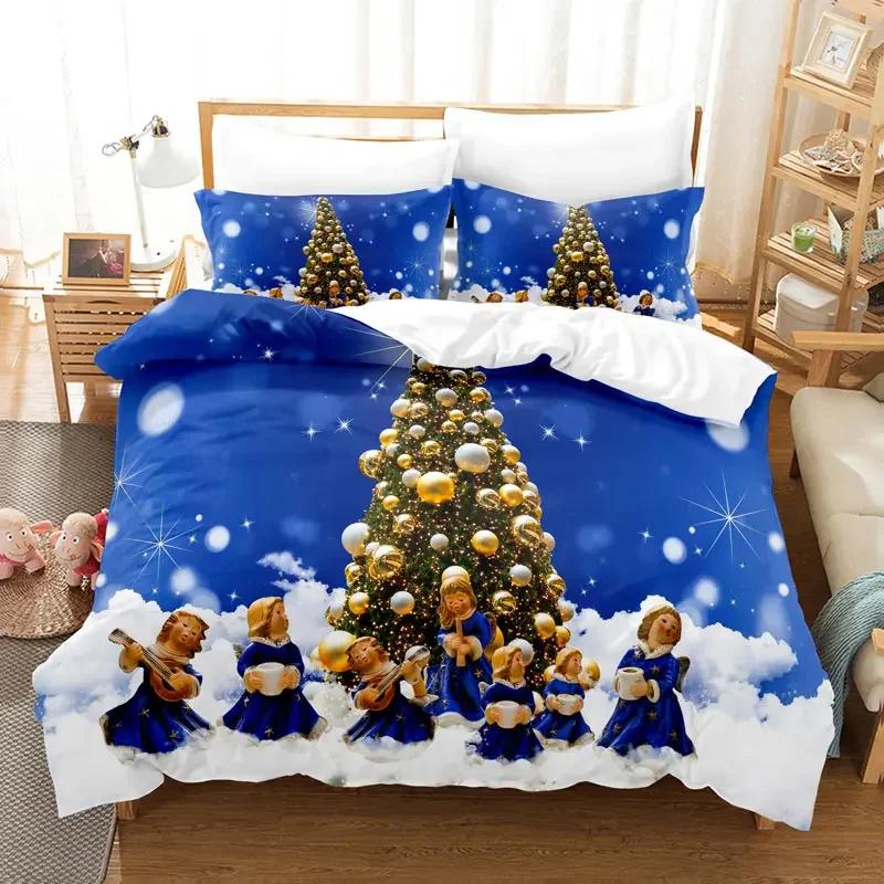 Weihnachtsbettwäsche-Set, Bettbezug, Polyester, Bettdeckenbezug, Kissenbezug, 3D, Queen-Size-Bett, King-Size-Bett, Doppelbett, Full Twin, Single, 3-teilig, 2-teilig, Schlafzimmer