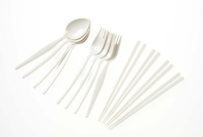 Goody Spoon (4) Fork (4) Chopsticks (4) Set (with Case) (White) M-7840