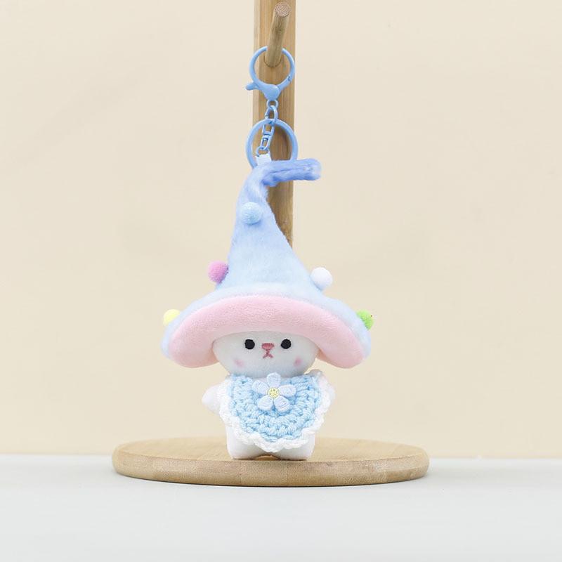 Cute Mushroom Elf Plushie Keychain Pp Cotton Stuffed Soft Toy For Backpack Charm