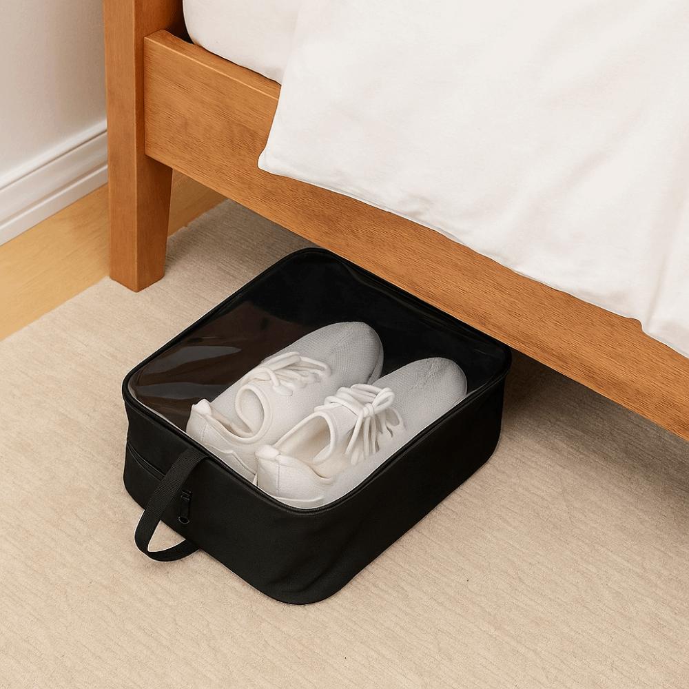 2Pcs Portable Oxford Cloth Shoe Storage Bag Waterproof Transparent Sports Shoe Bag Dustproof Breathable Shoe Organizer Sneakers