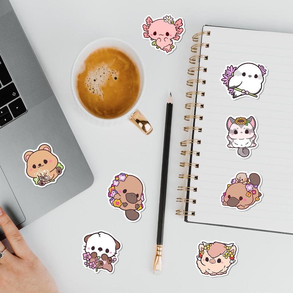 50PCS Cute Cartoon Animal Waterproof Stickers for Phones & Computers