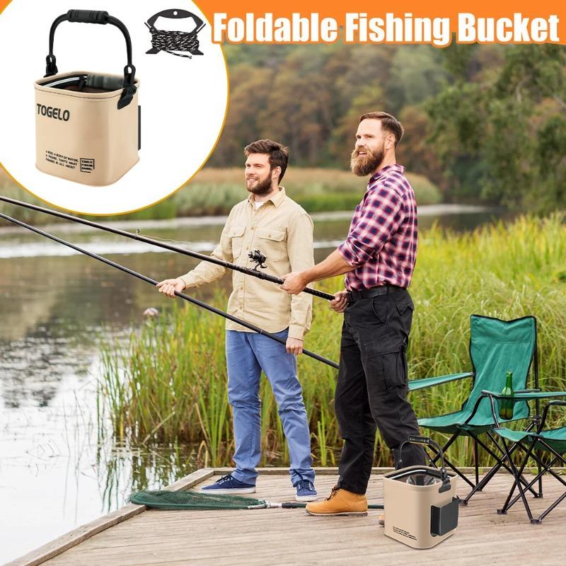 8L/13L Multifunction Folding Fishing Bucket With Ergonomic Handle Bucket Waterproof Outdoor Camping Bucket Fishing Accessories