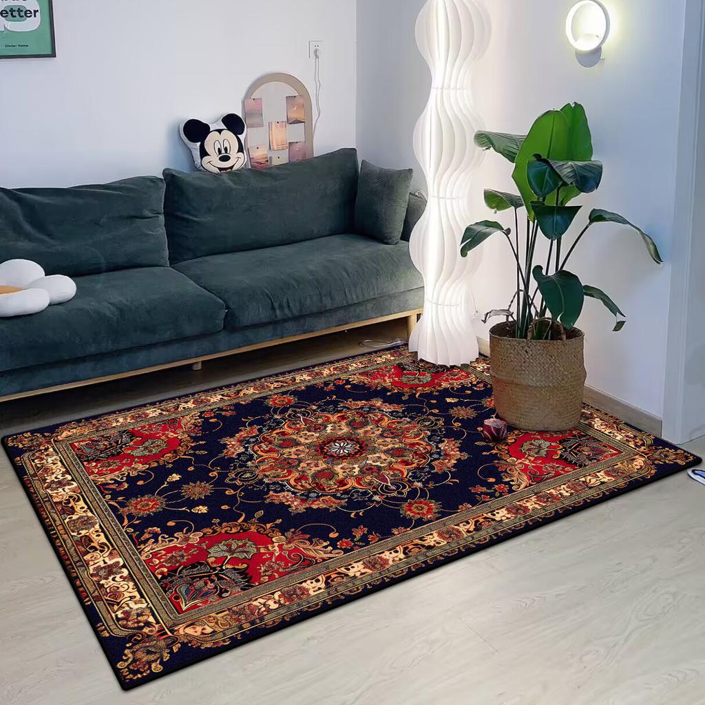 Persian Style Carpet for Living Room Home Decoration Retro Large Size Rug Soft Bedroom Carpet Non-slip Bedside Mats Washable