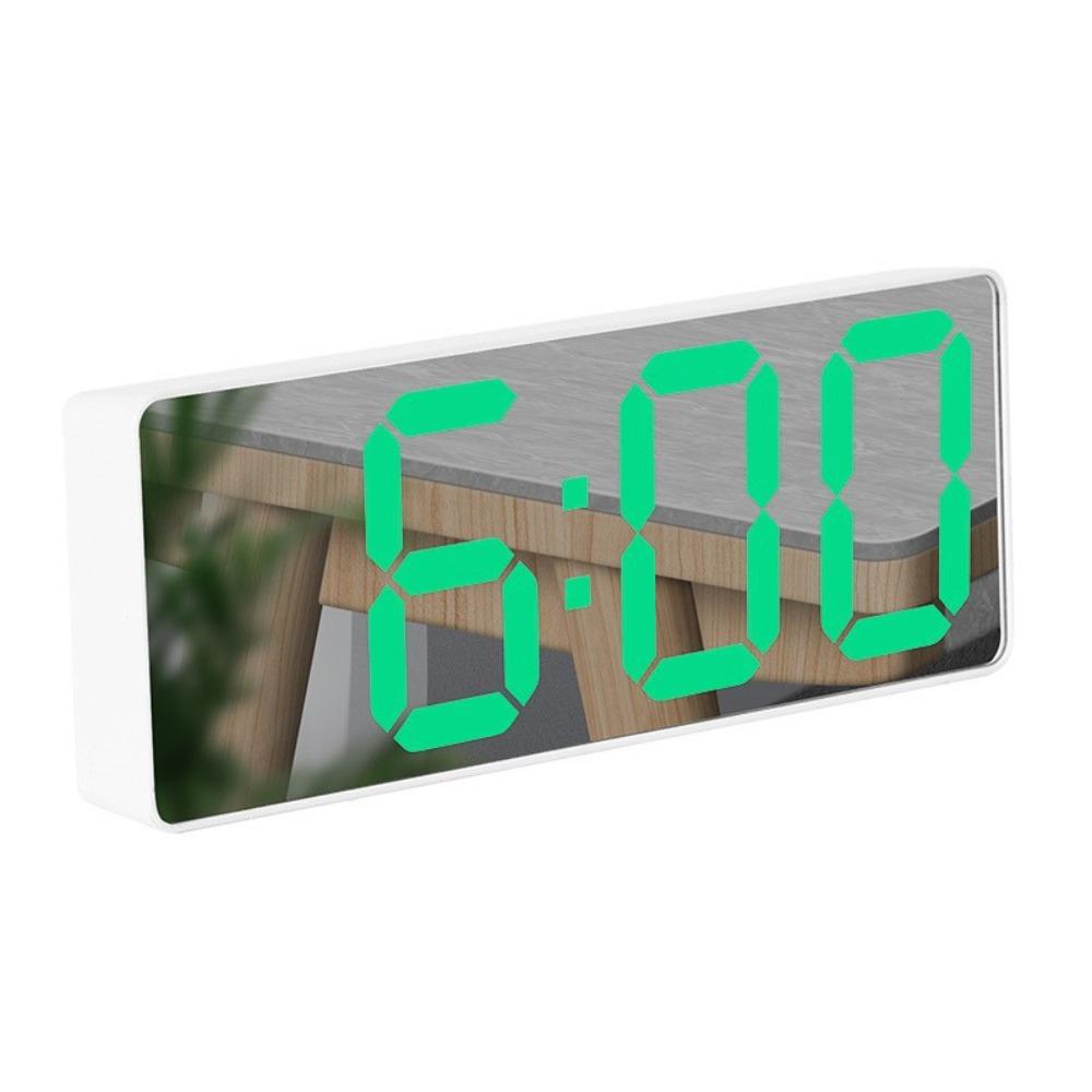 12/24H Display LED Desk Clock Temperature Display Mirror Digital Alarm Clock  Desktop