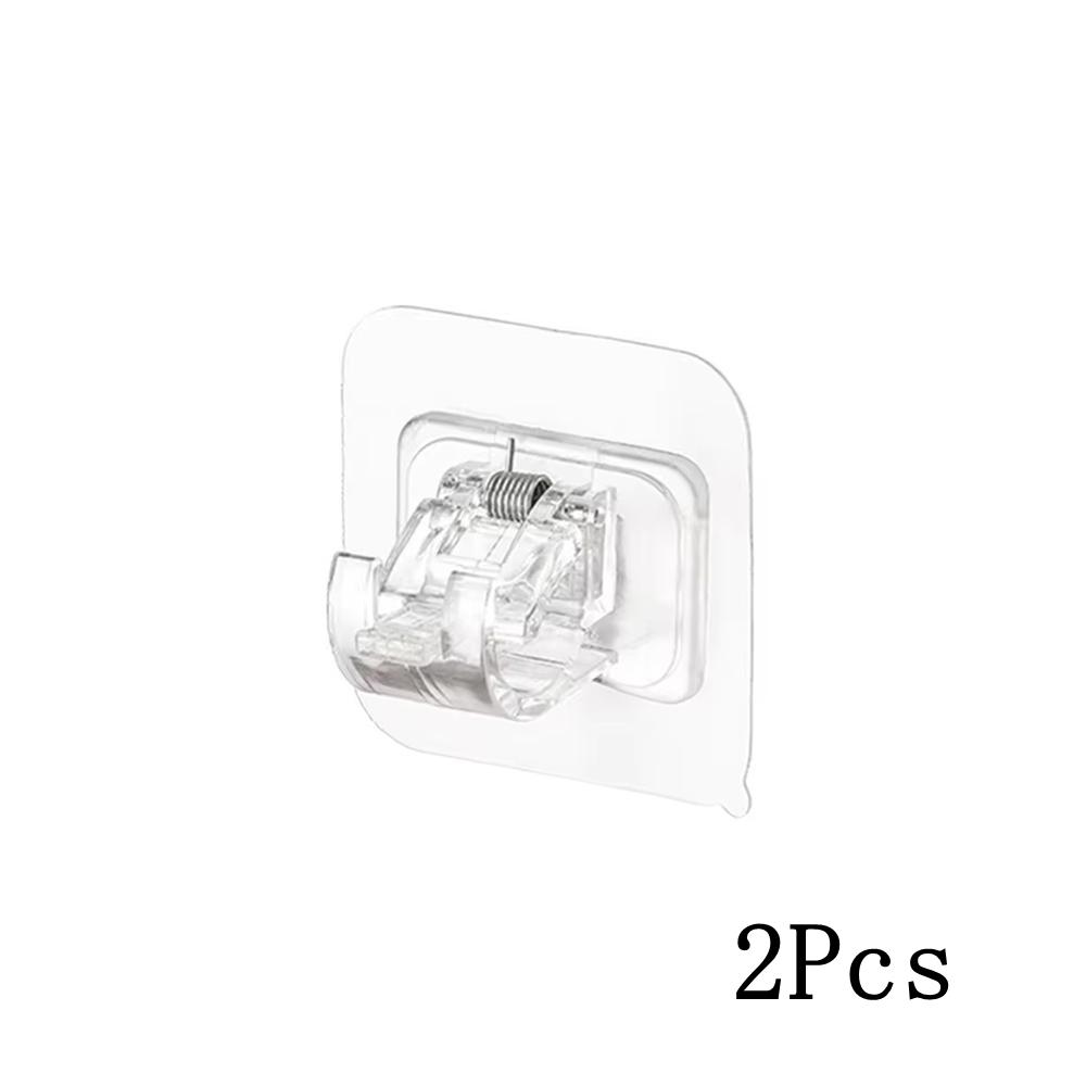 2 Stück Bohrfreie Gardinenstangenhalterungen Verstellbare Gardinenstangen-Clipklemme Haken Gardinenhalter Wandhalterung Wandaufhängungsclip