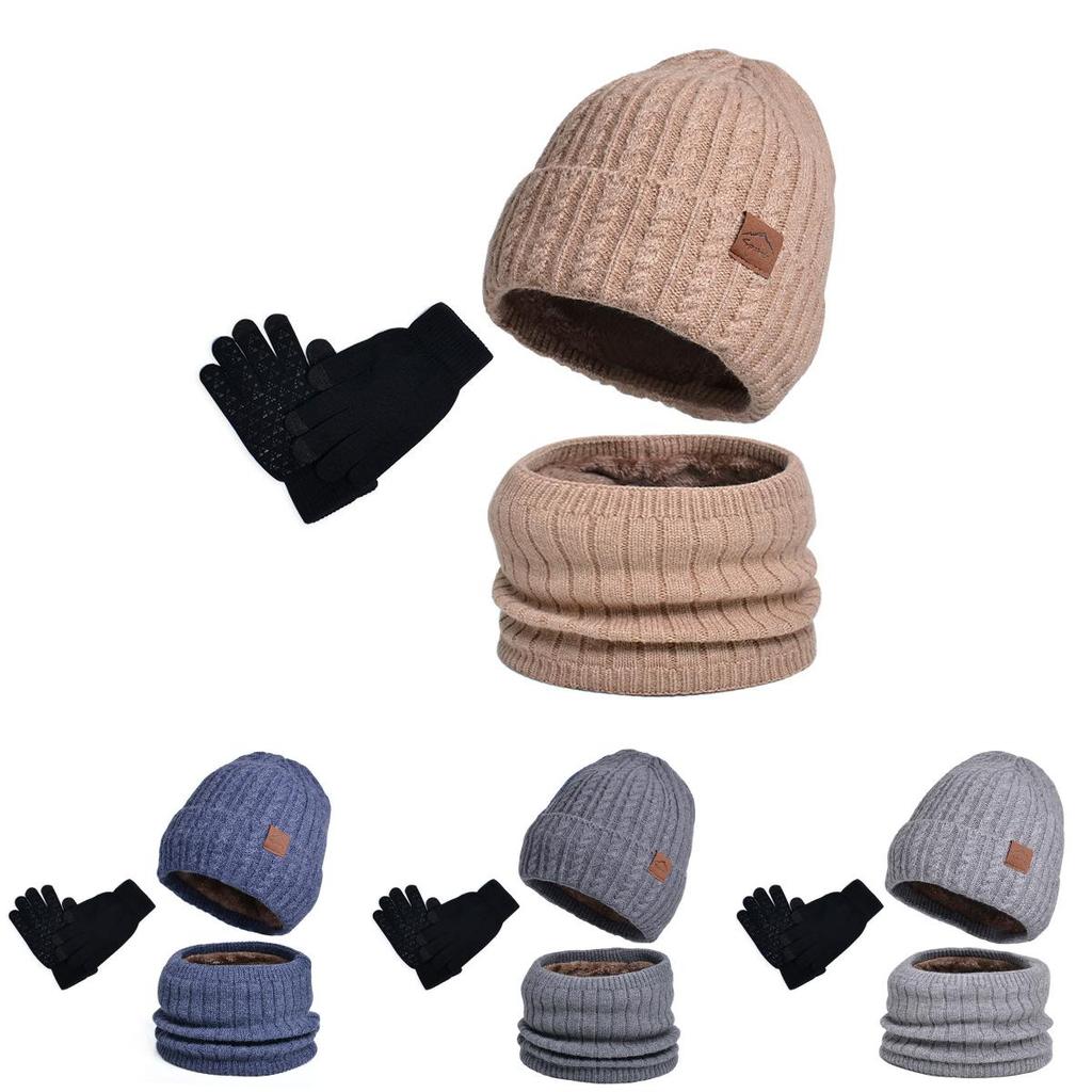 Winter Knit Hat Scarf Gloves Bundle With Lining Breathable Windproof For Casual Outdoor Use