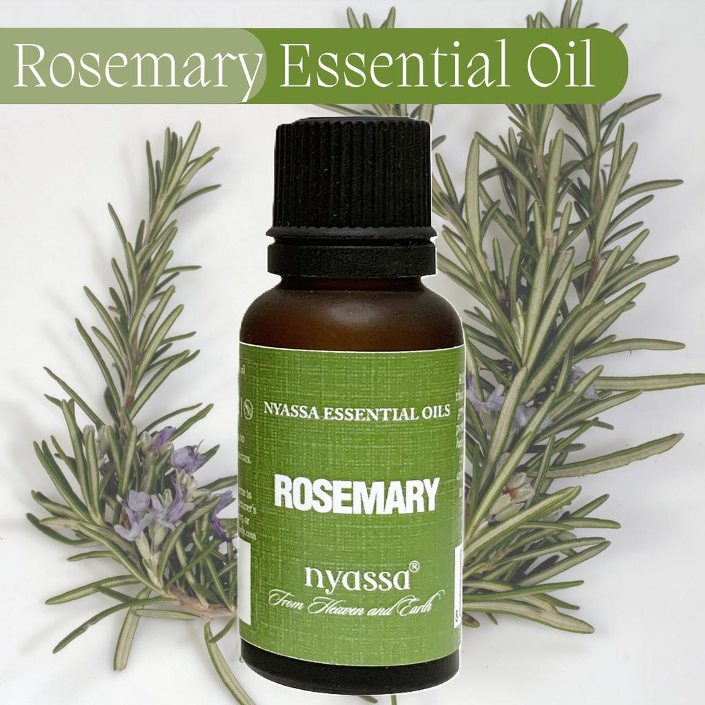 NYASSA Rosemary Essential Oil - 20ml | Non-Greasy Rosemary Oil for Hair Growth, Hairfall Control, Dandruff & Skin | Stress-Relieving Properties |