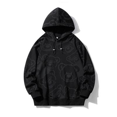 Autumn and Winter New All-over Printed Hooded Plus Velvet Pure Cotton Trendy Couple Versatile Loose Sweatshirt for Men
