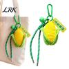 Vegetable Bag Charm Crocheted Corn Keychain for Backpacks, Handmade Keyring with Bell Plush Ornament & Blessing Tag, Simulated Pendant Portable