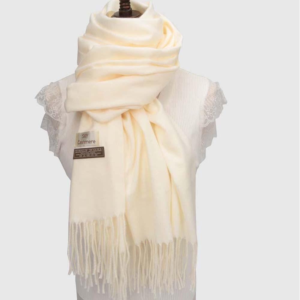 Soft Solid Color Shawl Polyester Long Neckscarf with Tassel Gifts Classic Wool Scarf Men