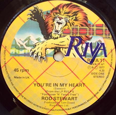 

7inch Record ROD STEWART - You re In My Heart RIVA11 Riva 1977 UK Pop Used