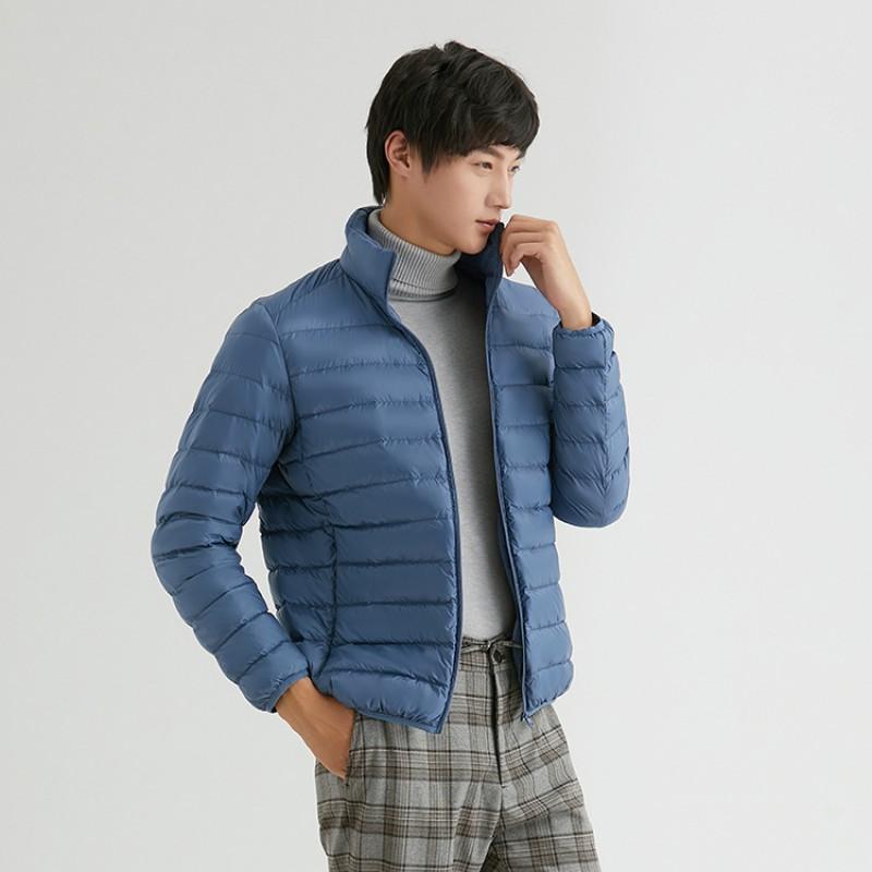 Mens Short Down Jacket Lightweight Warm Winter Coat Stand Collar Casual Outdoor 90% White Duck