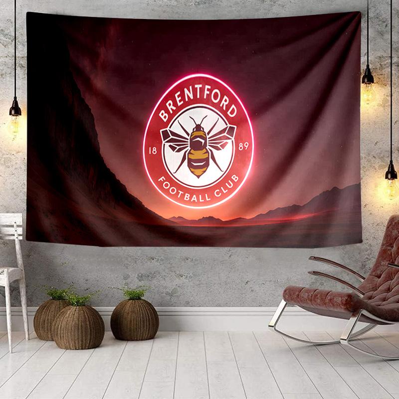 Brentford Football Club Logo Tapestry, Unique Design Tapestry, Wall Decor for Bedroom,Livingroom, Playroom,Heartwarming Fan Holiday Gifts