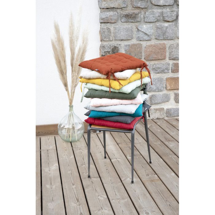 Assise matelassée Outdoor déperlant - Anti-UV "Kala" en Coton 38 x 38 cm l'Effet Papillon