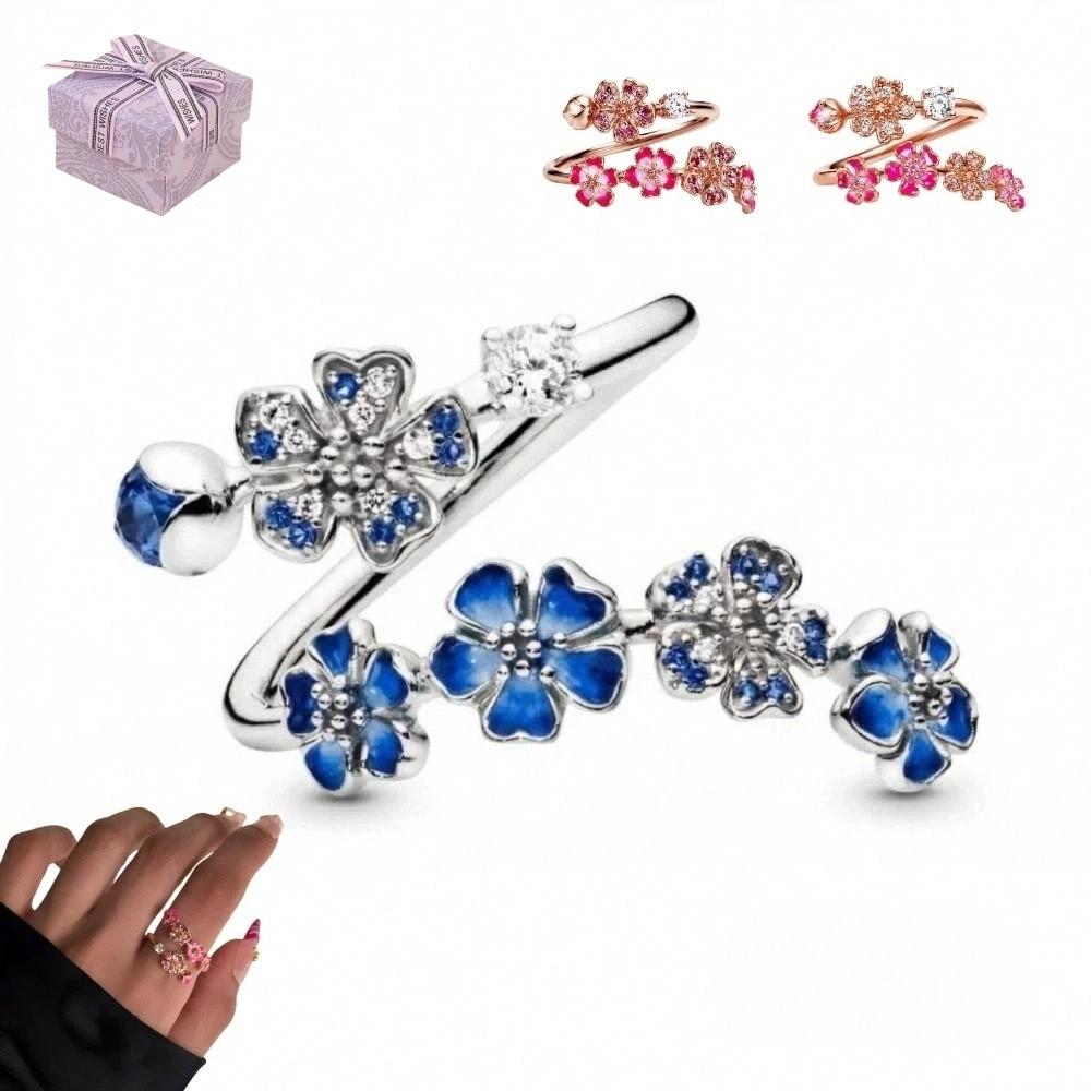 Gemstone Embellished Cherry Blossom Ring Crystal Accents Ring Box Engagement Wedding