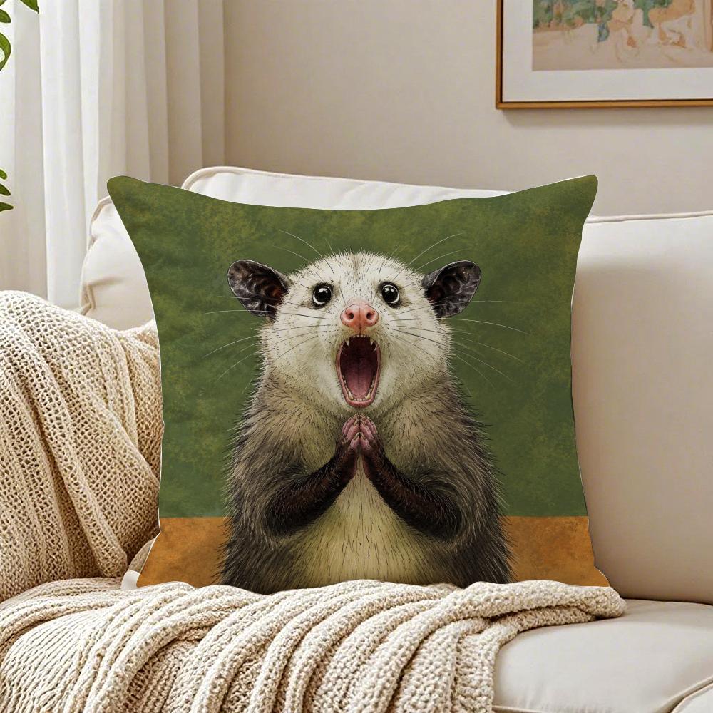 Farmhouse Style Modern Opossum Cushion Cover Organic Short Plush Cushion Covers Machine Washable Wrinkle-Resistant Soft Durable