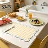Water Absorbent Dry Mat Diatomite Plaid Placemat with Wavy Edge, Heat Resistant Non-slip Table Mat, Quick Drying for Kitchen Counter