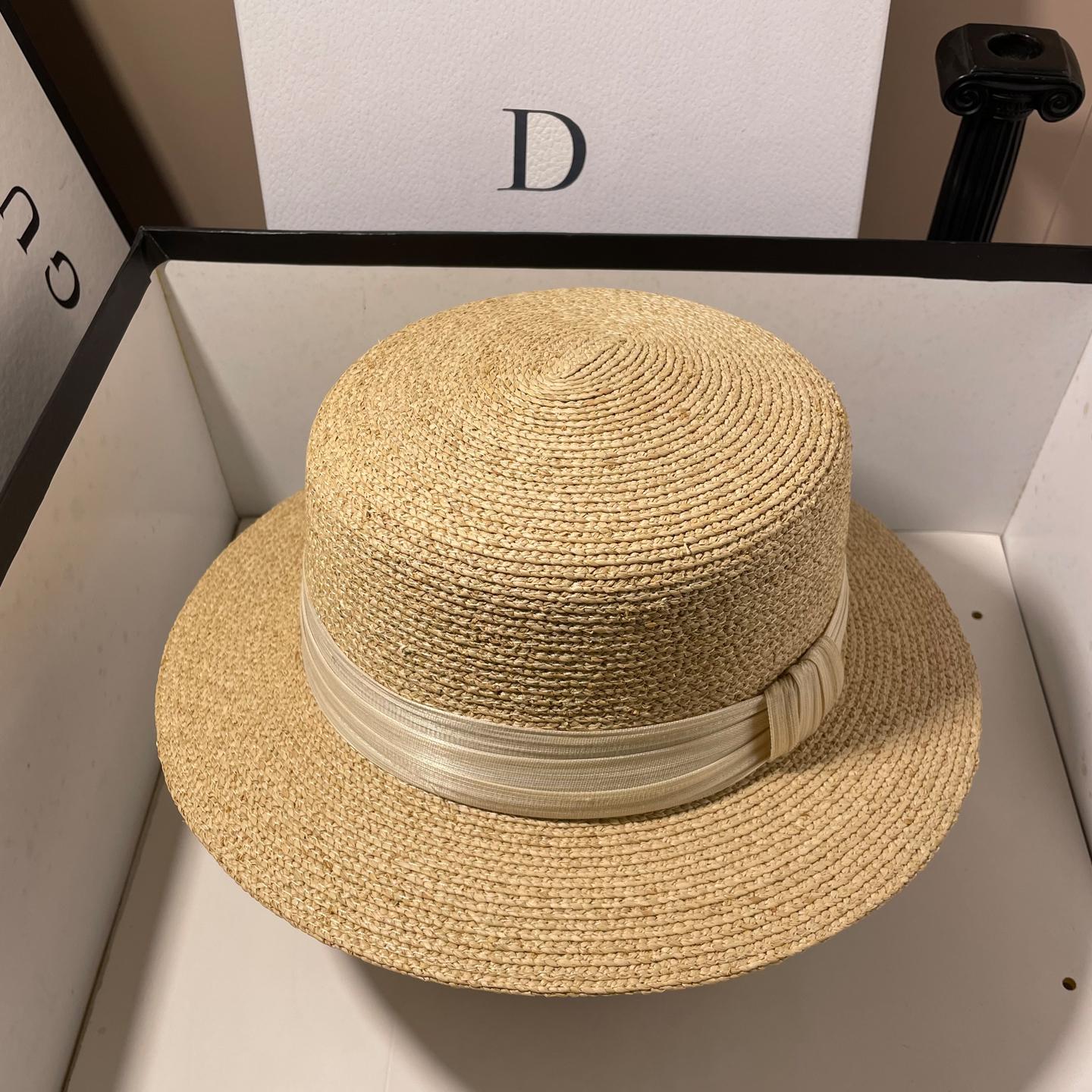 Luxury Raffia Flat Top Sun Hat for Women Natural Linen UPF Sun Protection Summer Beach Vacation Wide Brim Straw Boater Hat 55-58cm