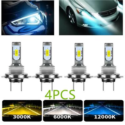 4 PCS H7 LED Headlight Bulbs High Low Beam3000K 6000K Super White Lights Car Fog Lights Auto DRL 3570 CSP Chips 12V 24V 80W
