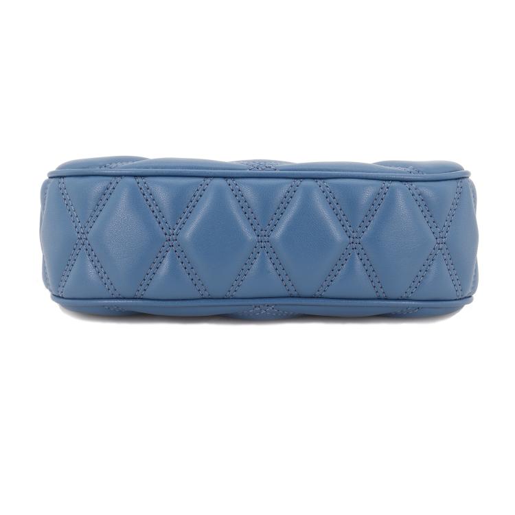 Michael Kors Quilted Design Silver Hardware Accessory Polyurethane Blend Handheld Crossbody Shoulder Bag Women Bags Blue 35H3S4CC5UTEAL