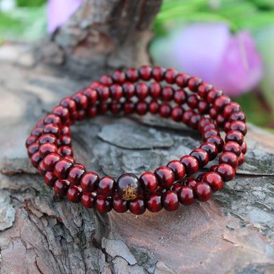 Braccialetto 2020 Nuovo braccialetto Mala del rosario Japa con preghiera di perline di legno di sandalo rosso naturale da 6 mm * 108