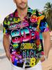 Herren Hawaii-Hemd mit Knöpfen Mehrfarbig Retro 80er Jahre Elemente Kreative Collage Lässiges Print-Hemd