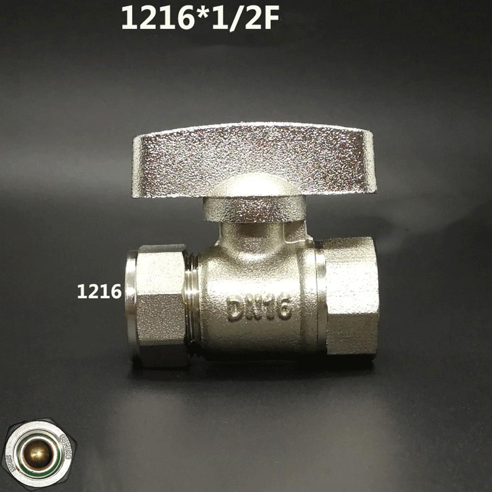 Brass Nickelage DN15 DN20 Male/Female Thread Ball Valve 1216/1418/1620/2025/2632 Pex Pipe Fitting Aluminum Plastic Pipe Fittings