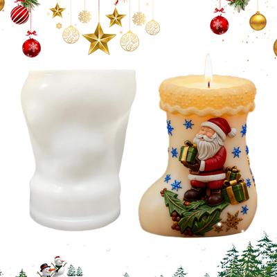 Santa Stocking Candle Mold Reusable Crafting Mould 3D Christmas Stocking Candle Molding Tool For Children Beginners Boys Girls