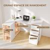 L-Shaped Corner Computer Desk, 3 Drawers, 5 Open Compartments, 140 x 100 x 75 cm, White