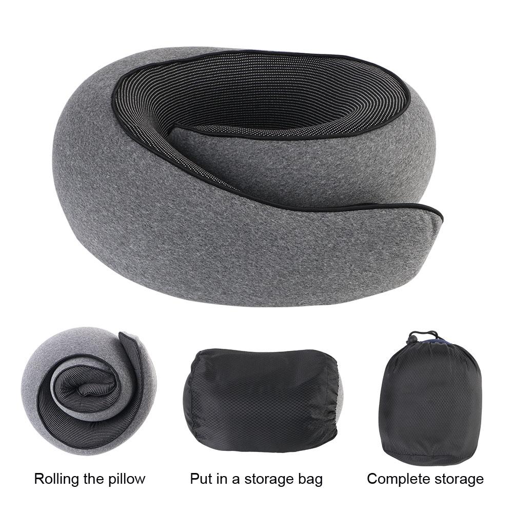 Travel Neck Support Portable Lightweight Adjustable U-shaped Pillow Memory Foam Snail Pillow Soft Noon Break Sleep Pillows Travel Neck Pillow