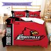 Louisville Cardinals Pattern Bedding Set Quilt Cover Pillowcase Home Decor Gift (1 * Duvet Cover + 2 * Pillowcase, Without Core)