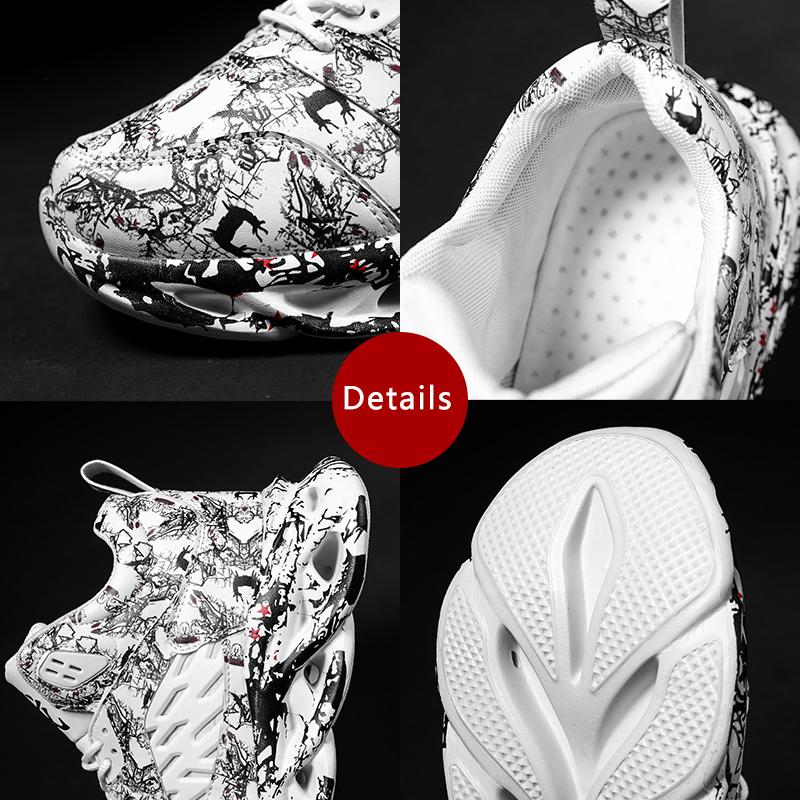Casual Thick Bottom Graffiti Men's Sports Shoes Anti-Slippery Waterproof Male Sneakers Outdoor Walking Jogging Athletic Shoes